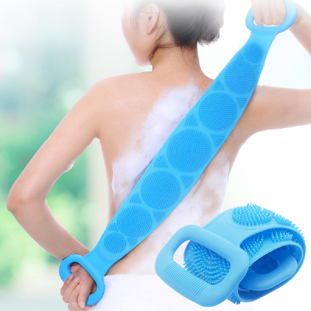 Двостороння силіконова мочалка Silicon bath towel, Блакитна / Масажер для тіла / Мочалка з ручками