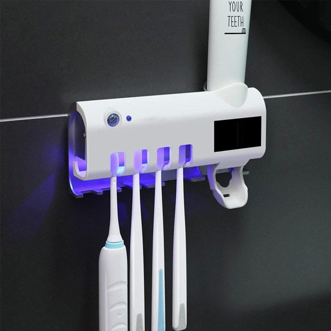Тримач зубних щіток Brush Sterilizer, Білий / Диспенсер для зубної пасти / Уф стерилізатор