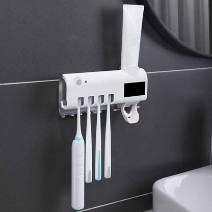 Тримач зубних щіток Brush Sterilizer, Білий / Диспенсер для зубної пасти / Уф стерилізатор
