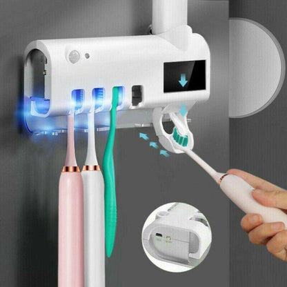 Тримач зубних щіток Brush Sterilizer, Білий / Диспенсер для зубної пасти / Уф стерилізатор