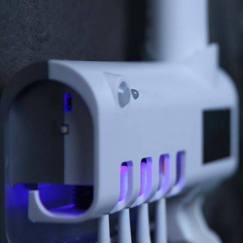 Тримач зубних щіток Brush Sterilizer, Білий / Диспенсер для зубної пасти / Уф стерилізатор