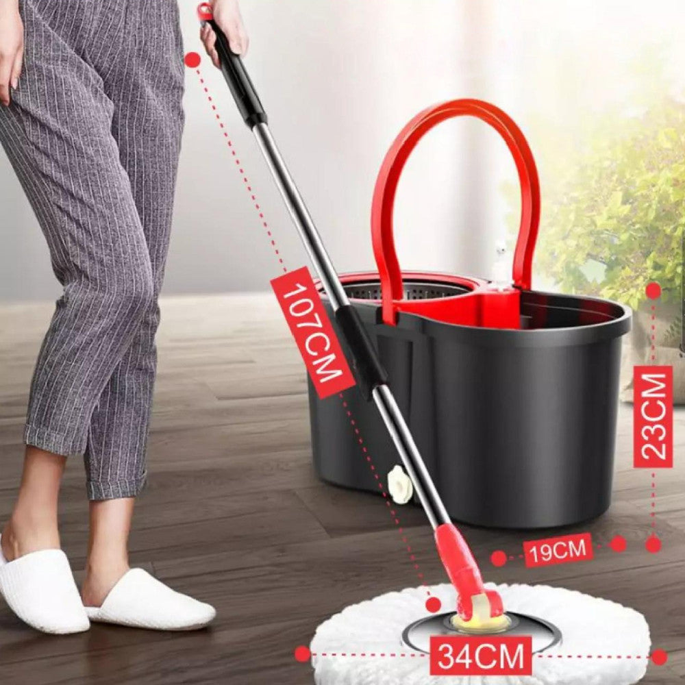 Швабра ледарка з відром і з автоматичним віджимом 8л, Spin Mop 360, Чорний / Набір для прибирання швабра та відро