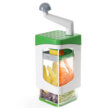 Овочерізка ручна 7в1 з контейнером MA-22, Зелений / Багатофункціональна терка для овочів / Мультислайсер
