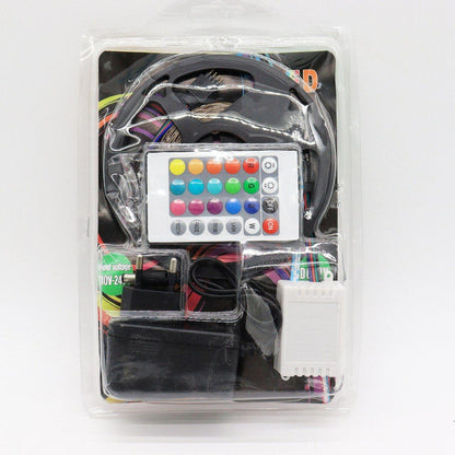 Набір 2 шт Світлодіодна LED стрічка 5м, 12V, RGB 3528, пульт та блок / Неонова стрічка / Підсвічування в кімнату