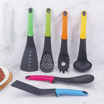 Набір кухонного приладдя Kitchen Cutlery Sets на підставці 6 предметів, Різнокольоровий / Кухонне начиння