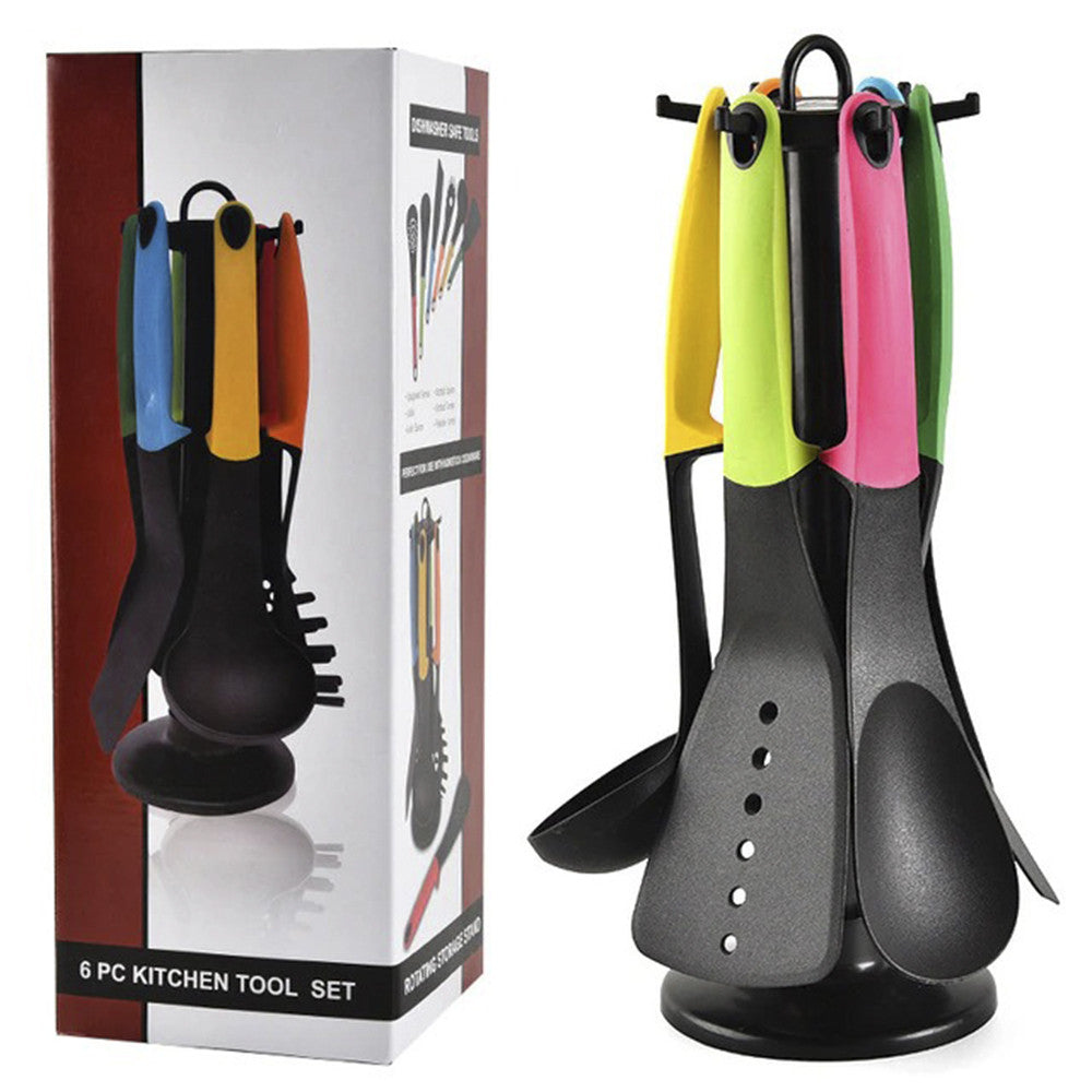 Набір кухонного приладдя Kitchen Cutlery Sets на підставці 6 предметів, Різнокольоровий / Кухонне начиння