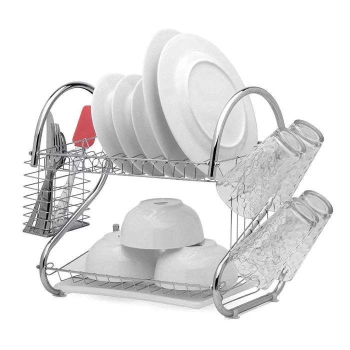 Стійка для зберігання посуду 360х115х240мм, Kitchen Storage Rack, Білий / Сушка для посуду з піддоном / Настільна сушарка