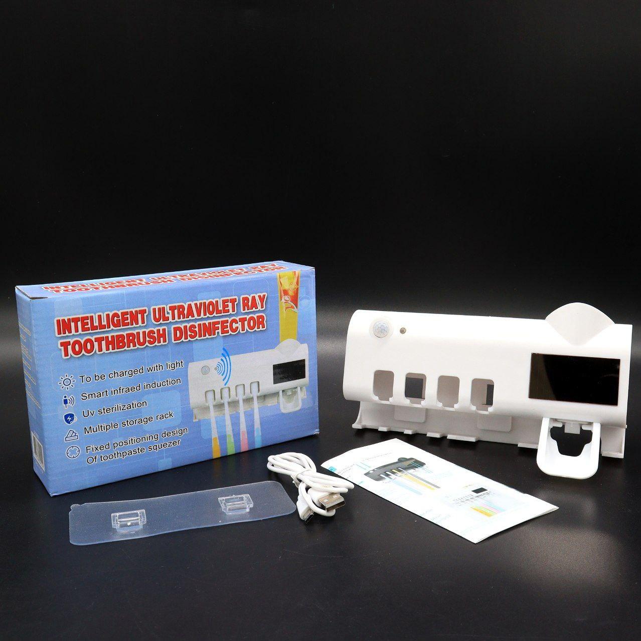 Тримач зубних щіток Brush Sterilizer, Білий / Диспенсер для зубної пасти / Уф стерилізатор