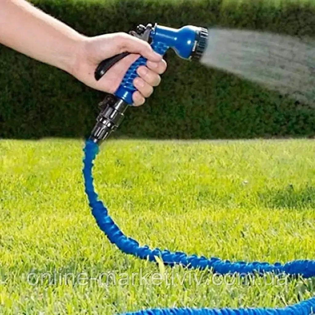 Садовий шланг 7,5м, 15м, 22,5м, 30м, 37,5м, 45м, 52,5м, 60м, 75м, MAGIC HOSE, Синій / Поливочний шланг з розпилювачем