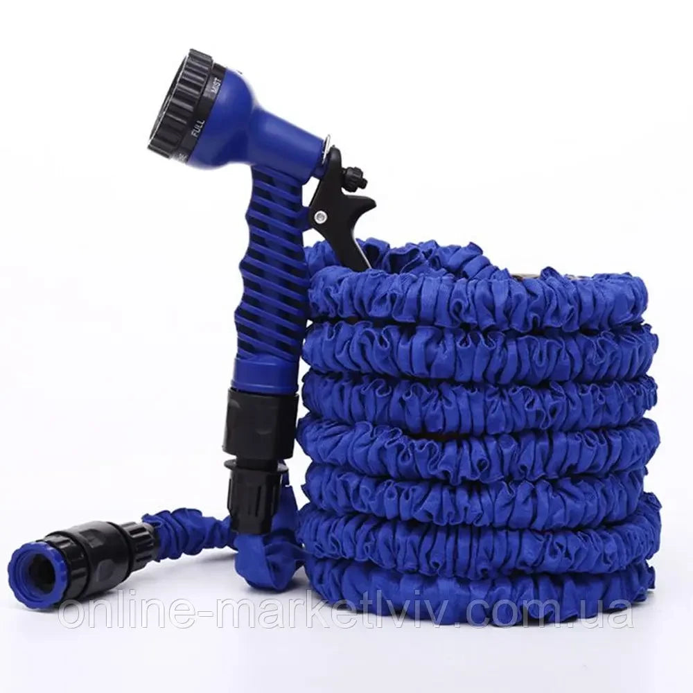 Садовий шланг 7,5м, 15м, 22,5м, 30м, 37,5м, 45м, 52,5м, 60м, 75м, MAGIC HOSE, Синій / Поливочний шланг з розпилювачем