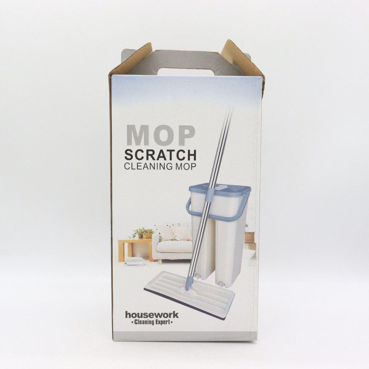 Швабра ледарка з віджимом 3,5л та 2насадки, Scratch Cleaning Mop, Бежовий / Комплект швабра з відром / Самовіджимаюча швабра