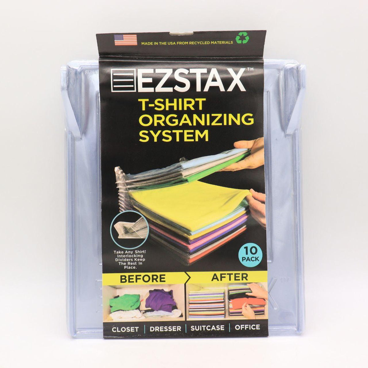 Органайзери для зберігання одягу EZSTAX 10шт, Прозорий / Набір відділень для паперів / Система зберігання