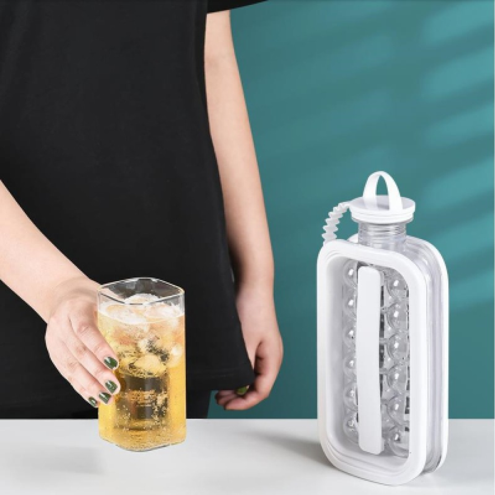 Силіконова форма для льоду з кришкою на 17 кульок ICE CUBE TRAY, / Формочки для льоду / Пляшка для льоду