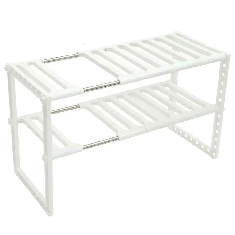 Регульована кухонна полиця, 38-70 см, KITCHEN RACK, Білий / Розсувний стелаж для зберігання посуду під раковину