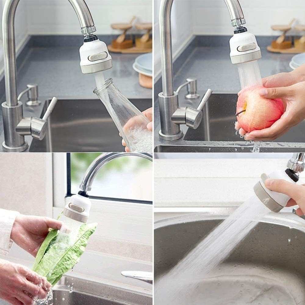 Насадка-аератор на кран, поворотна на 360°, з 3 режимами, Water Saver, Білий / Насадка водозберігаюча для змішувача