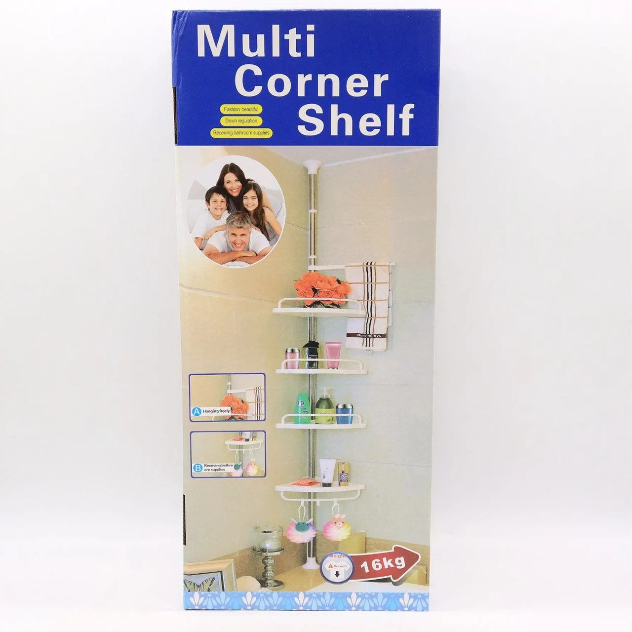 Кутова полиця для ванної 320х33см, Multi Corner Shelf GY-188 White, Білий / Розсувна полиця для ванної кімнати