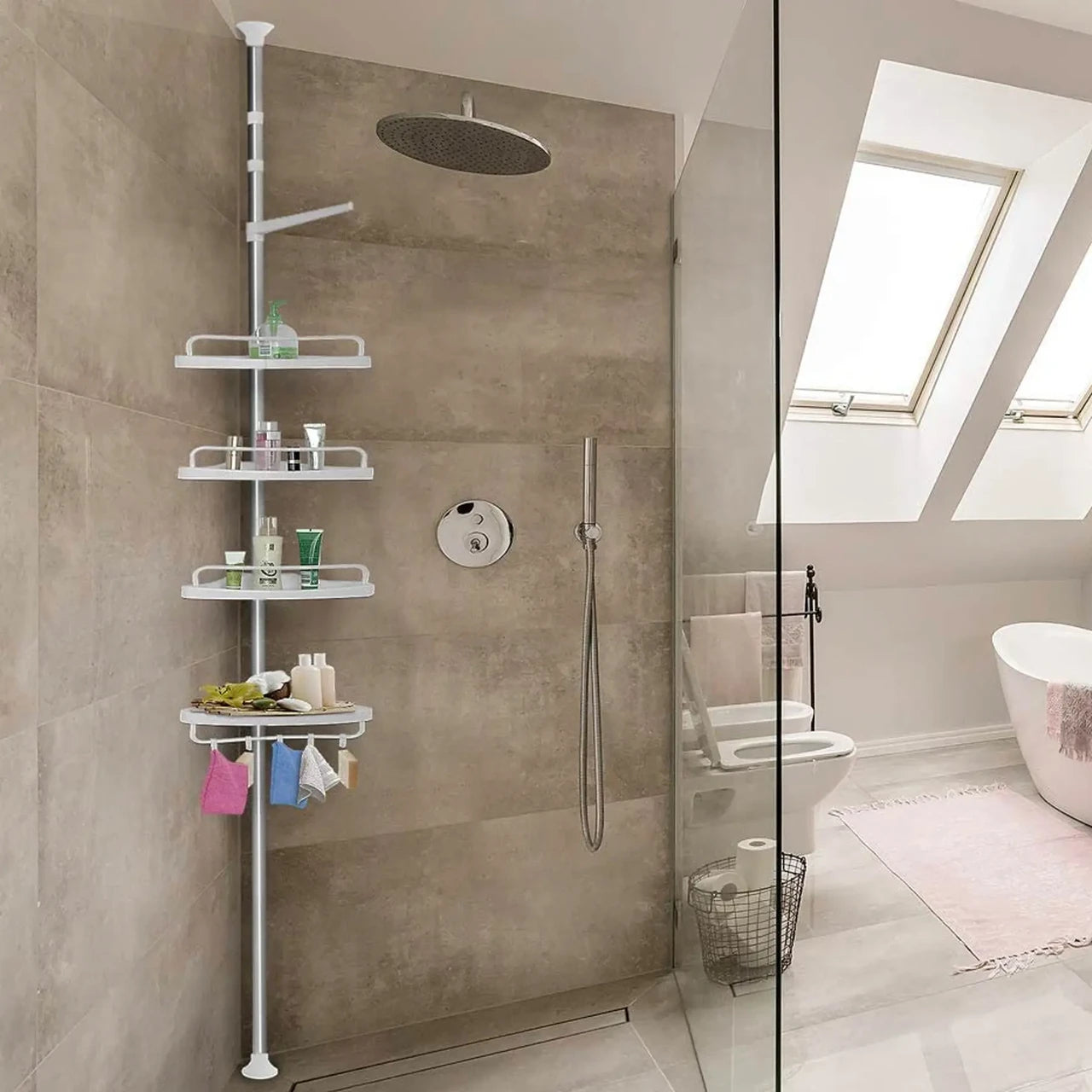Кутова полиця для ванної 320х33см, Multi Corner Shelf GY-188 White, Білий / Розсувна полиця для ванної кімнати