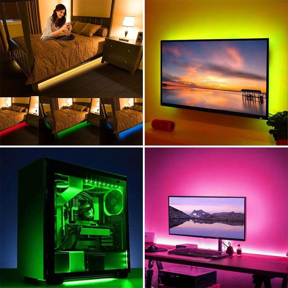 Світлодіодна RGB стрічка 5м, від USB, з пультом 5050 / Багатобарвна стрічка для інтер'єру / RGB підсвітка
