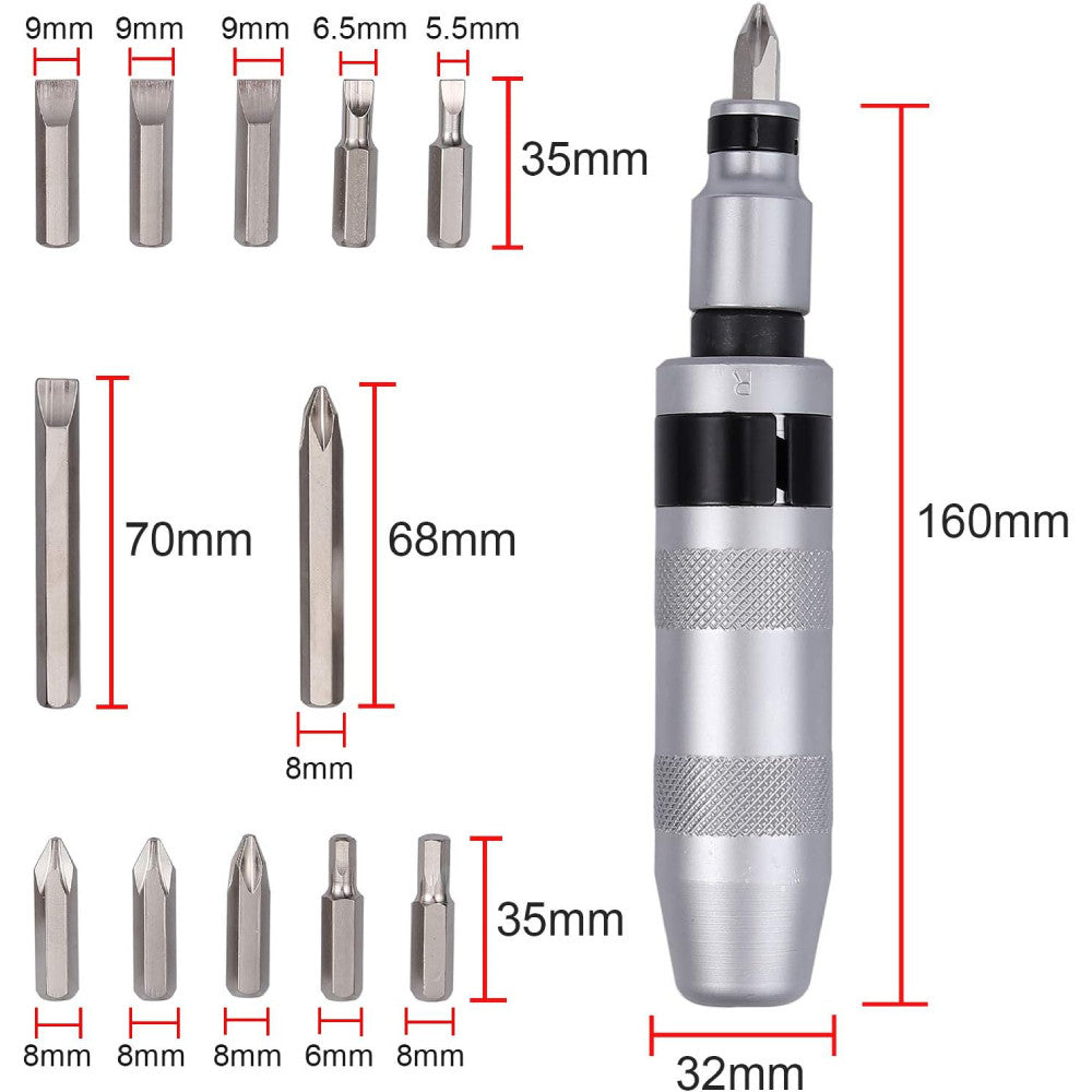 Набір ударних викруток 13в1 Impact Screwdriver Set та кейс, Зелений / Викрутка ударно-поворотна / Набір інструментів
