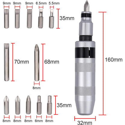 Набір ударних викруток 13в1 Impact Screwdriver Set та кейс, Зелений / Викрутка ударно-поворотна / Набір інструментів