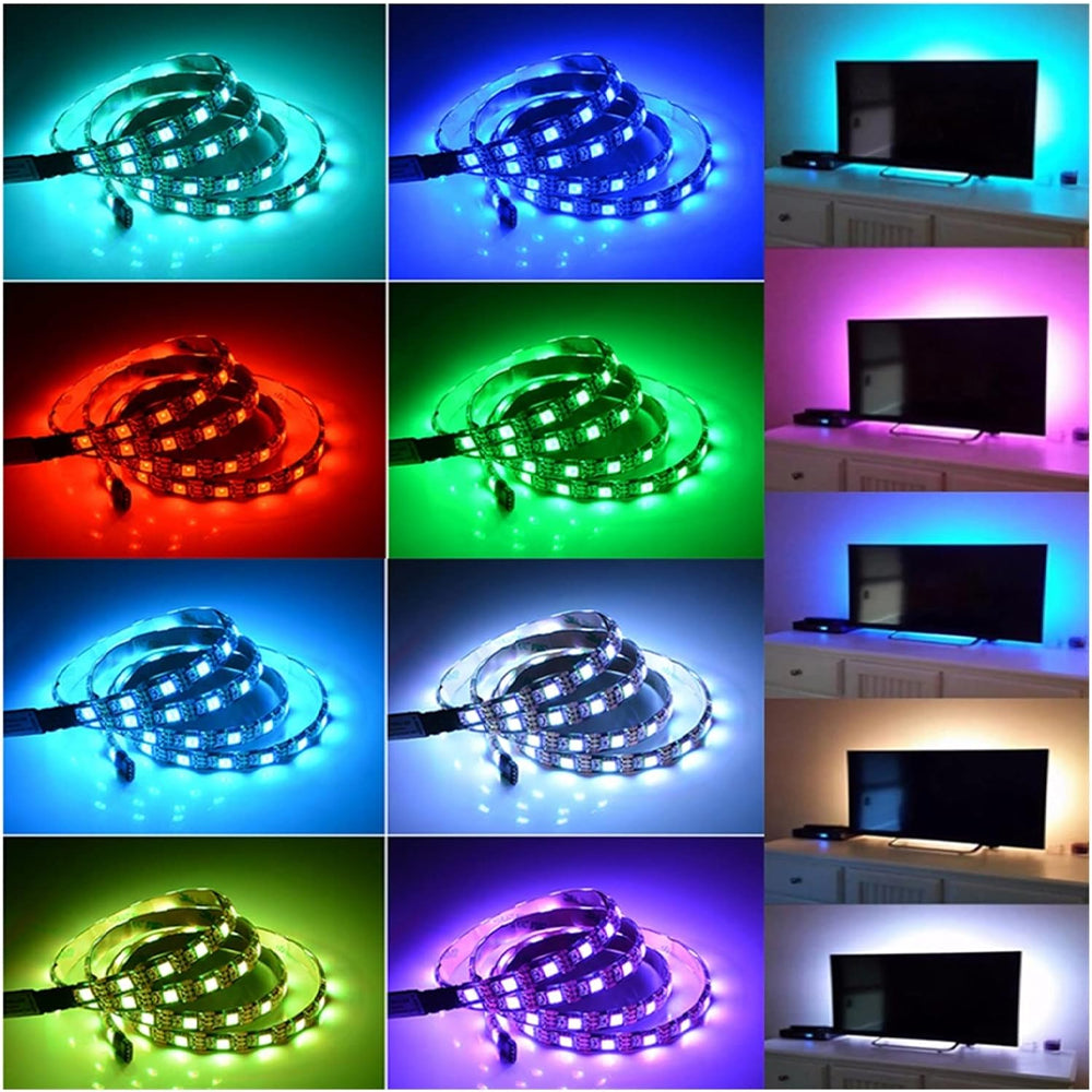 Комплект 2 шт Світлодіодна стрічка 5 м, від USB та пульт TV LED Strip CB-5050 / Лед підсвітка / RGB стрічка від повербанку