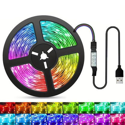 Комплект 2 шт Світлодіодна стрічка 5 м, від USB та пульт TV LED Strip CB-5050 / Лед підсвітка / RGB стрічка від повербанку