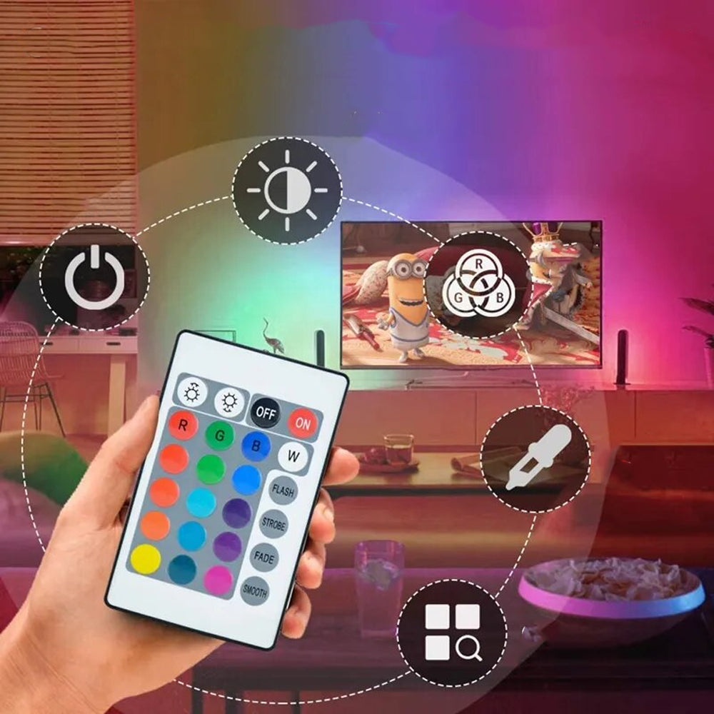 Комплект 2 шт Світлодіодна стрічка 5 м, від USB та пульт TV LED Strip CB-5050 / Лед підсвітка / RGB стрічка від повербанку