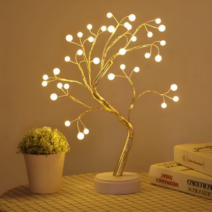 Настільний LED світильник 50см, DIY Auelife, Дерево Бонсай, від USB, Золоте / Нічник / Лампа на батарейках