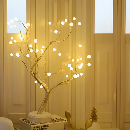 Настільний LED світильник 50см, DIY Auelife, Дерево Бонсай, від USB, Золоте / Нічник / Лампа на батарейках