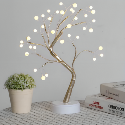 Настільний LED світильник 50см, DIY Auelife, Дерево Бонсай, від USB, Золоте / Нічник / Лампа на батарейках