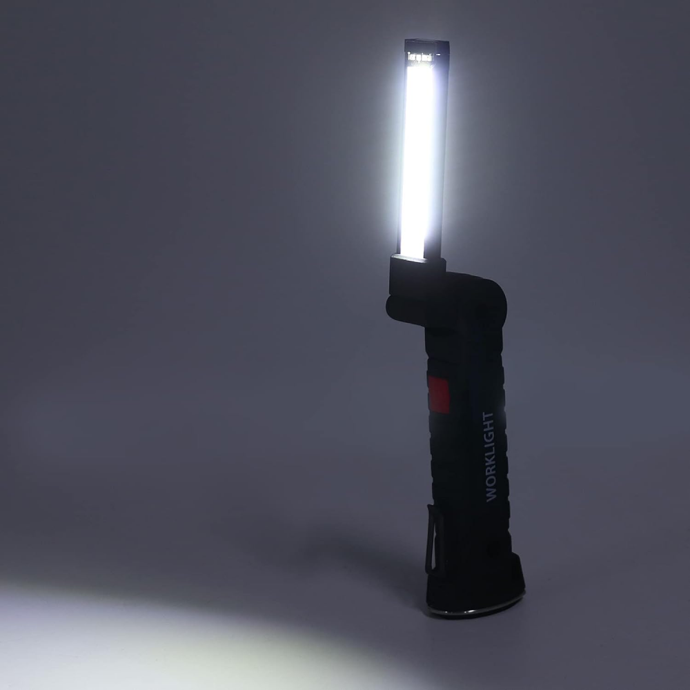 Акумуляторний ліхтарик на магніті, від USB WORKLIGHT-W51-SMD + COB, Чорний / Кемпінговий ліхтар / Підвісний ліхтарик для СТО