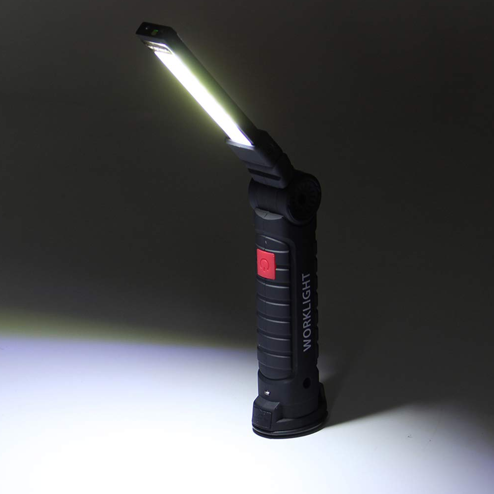 Акумуляторний ліхтарик на магніті, від USB WORKLIGHT-W51-SMD + COB, Чорний / Кемпінговий ліхтар / Підвісний ліхтарик для СТО