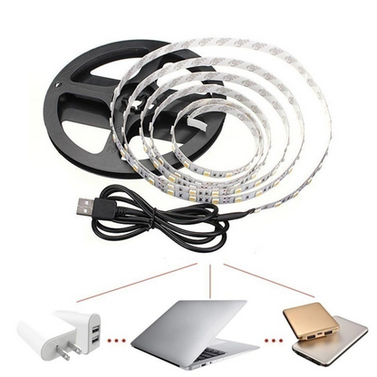 Світлодіодна LED стрічка 5м, від USB, / Універсальна лед стрічка від повербанка / Підсвітка для дзеркала