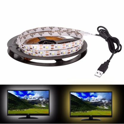 Світлодіодна LED стрічка 5м, від USB, / Універсальна лед стрічка від повербанка / Підсвітка для дзеркала