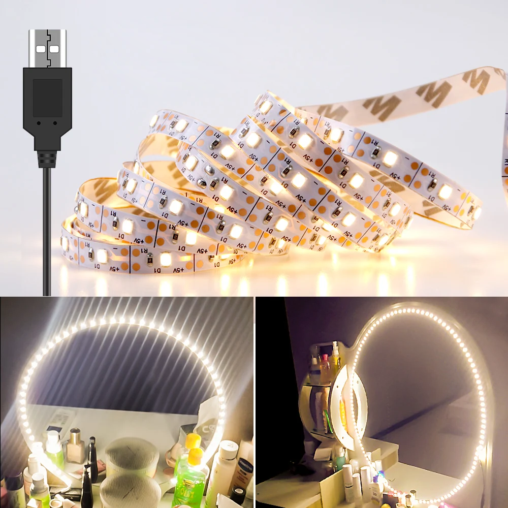 Світлодіодна LED стрічка 5м, від USB, / Універсальна лед стрічка від повербанка / Підсвітка для дзеркала