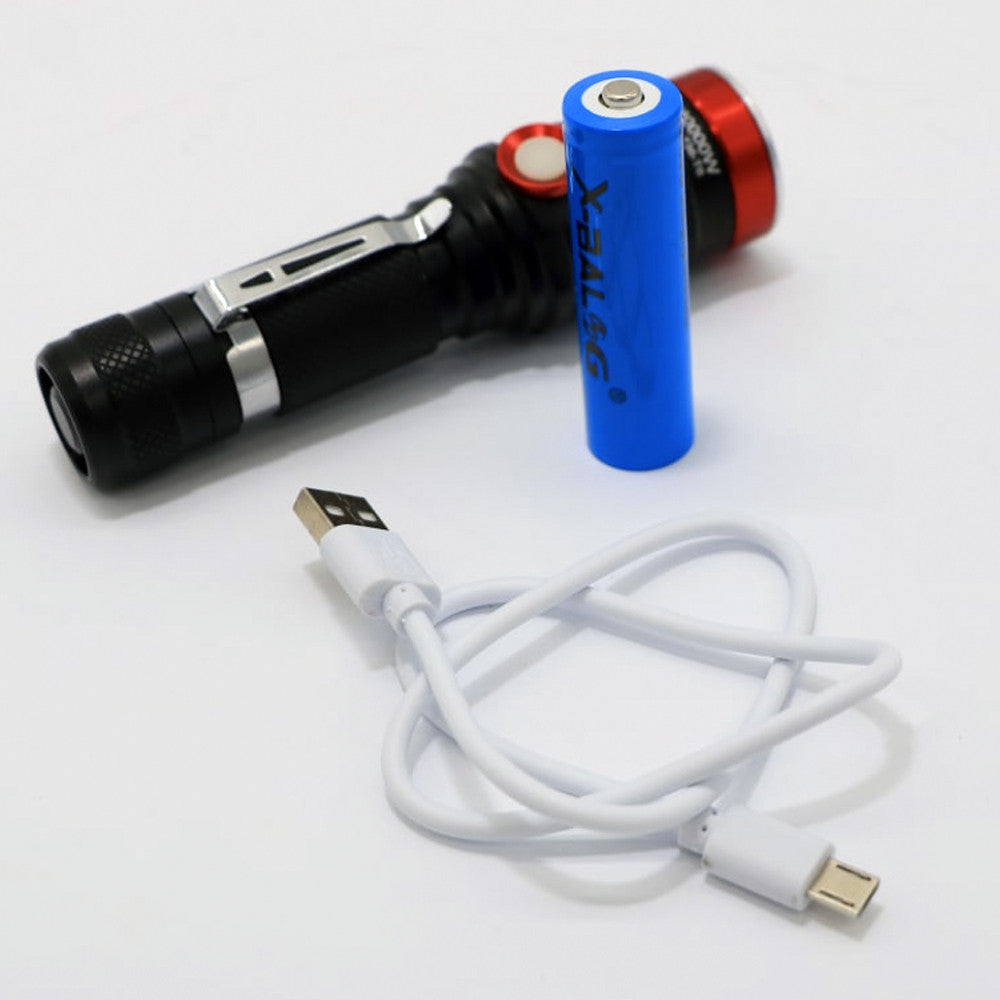 Ліхтар акумуляторний BL 736 T6 з USB та зумом, Чорний з червоним / Ручний світлодіодний ліхтарик / Ліхтар на акумуляторі