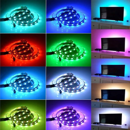 Світлодіодна RGB стрічка 5м, від USB, з пультом 5050 / Багатобарвна стрічка для інтер'єру / RGB підсвітка