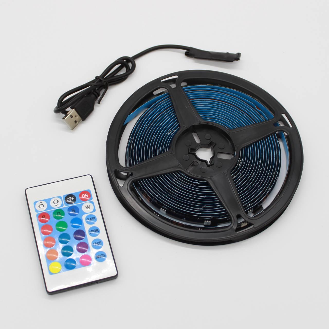 Комплект 2 шт Світлодіодна стрічка 5 м, від USB та пульт TV LED Strip CB-5050 / Лед підсвітка / RGB стрічка від повербанку