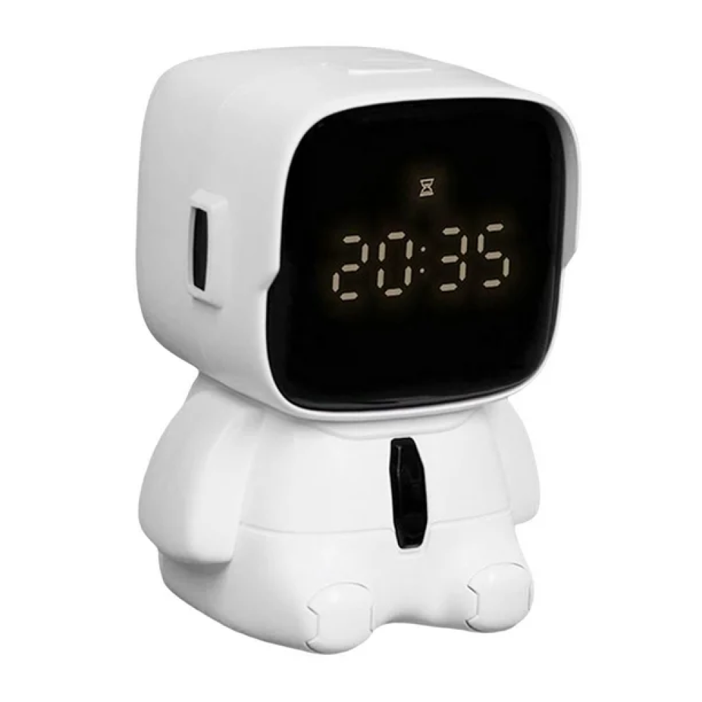 Настільний годинник космонавт Robot clock, Білий / Електронний годинник / Дитячий годинник-будильник