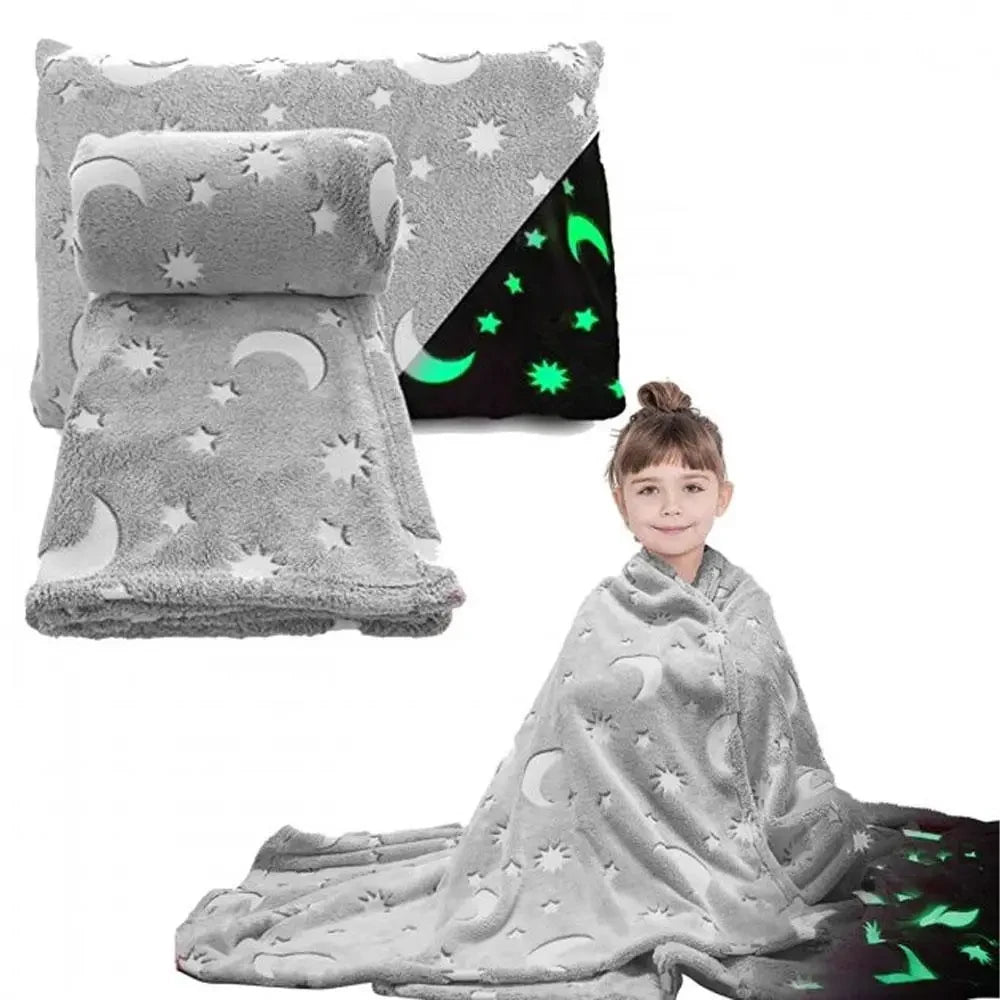 Плед, що світиться 150х100см, Magic Blanket, Сірий / Дитяче флісове покривало / Люменісцентний плед на ліжко