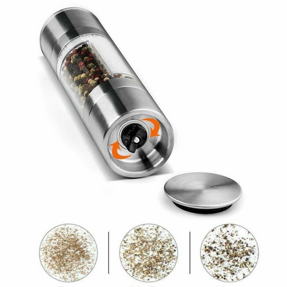 Подвійний млин для перцю та солі механічний, Duo Grinder, Сріблястий / Ручний млин для спецій / Подрібнювач спецій
