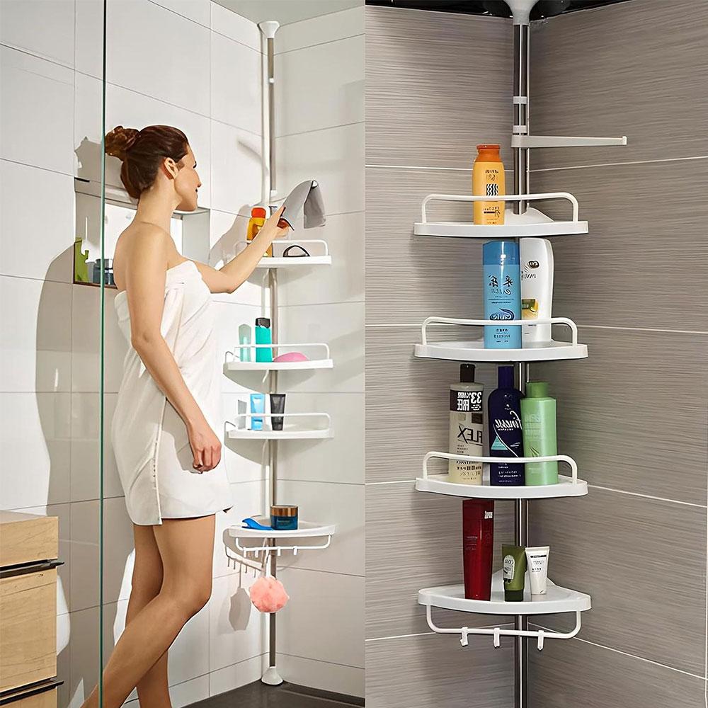 Кутова полиця для ванної 320х33см, Multi Corner Shelf GY-188 White, Білий / Розсувна полиця для ванної кімнати