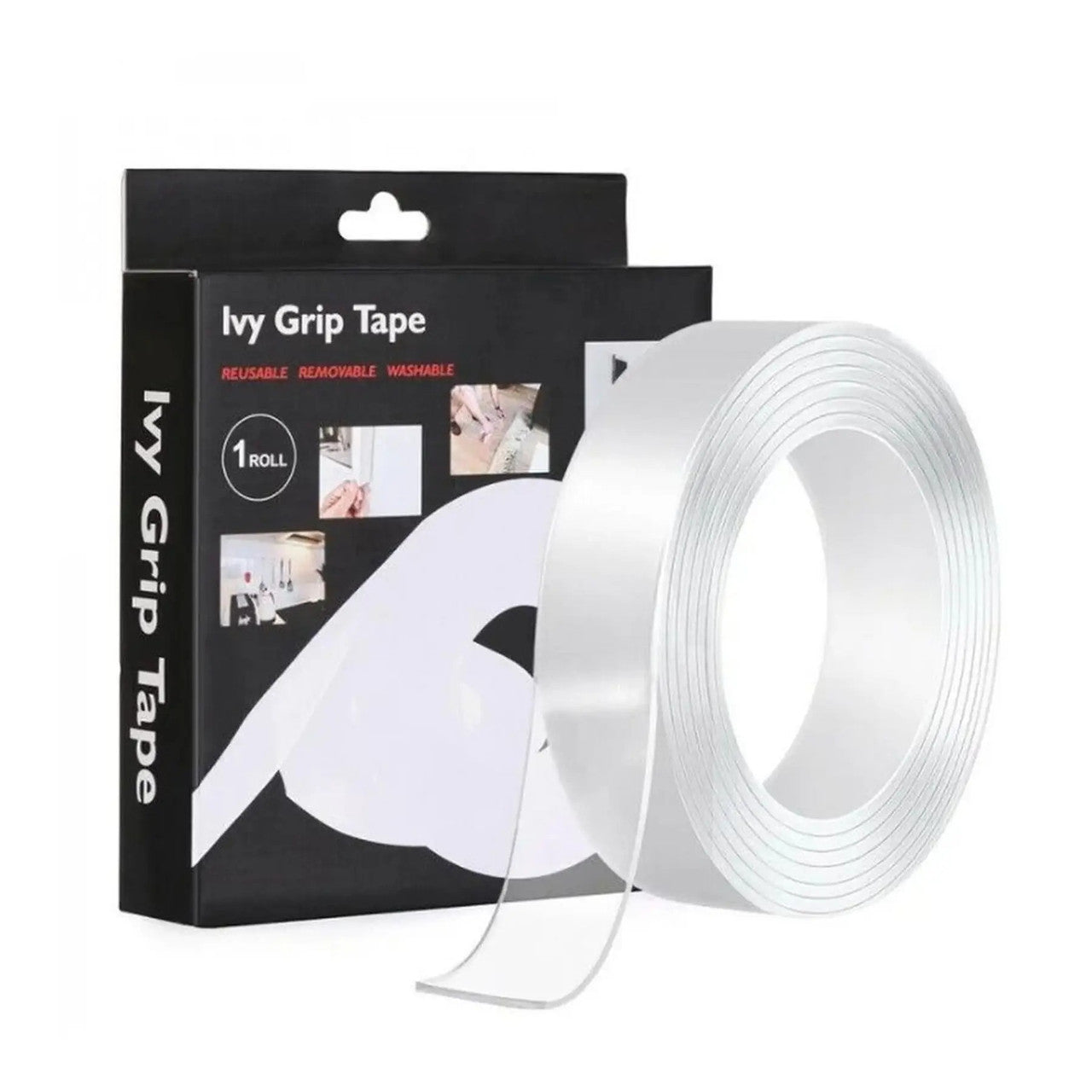 Багаторазова липка стрічка, Ivy Grip Tape, Прозорий / Прозорий двосторонній нано скотч / Універсальна скотч стрічка