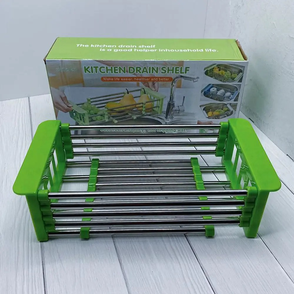 Багатофункціональна складна кухонна полиця для сушіння Kitchen Drain Shelf Rack / Сушарка для овочів та фруктів