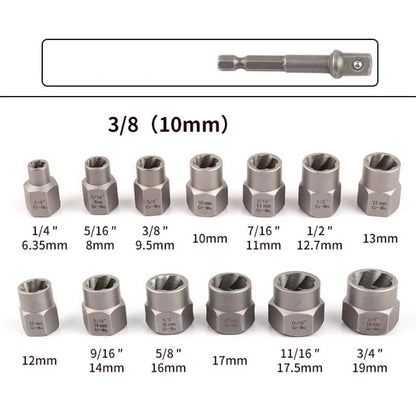Набір екстракторів 14шт, Nut Extractor, Чорний / Набір для відкручування болтів / Набір головок для пошкоджених болтів