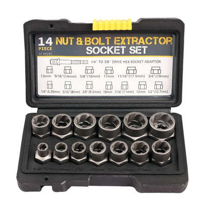 Набір екстракторів 14шт, Nut Extractor, Чорний / Набір для відкручування болтів / Набір головок для пошкоджених болтів