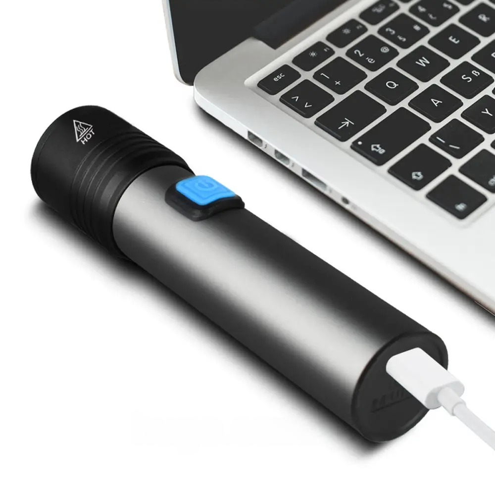 Ручний акумуляторний ліхтарик USB BL K31, Сірий / Кишеньковий ЛЕД ліхтар / Ліхтарик світлодіодний