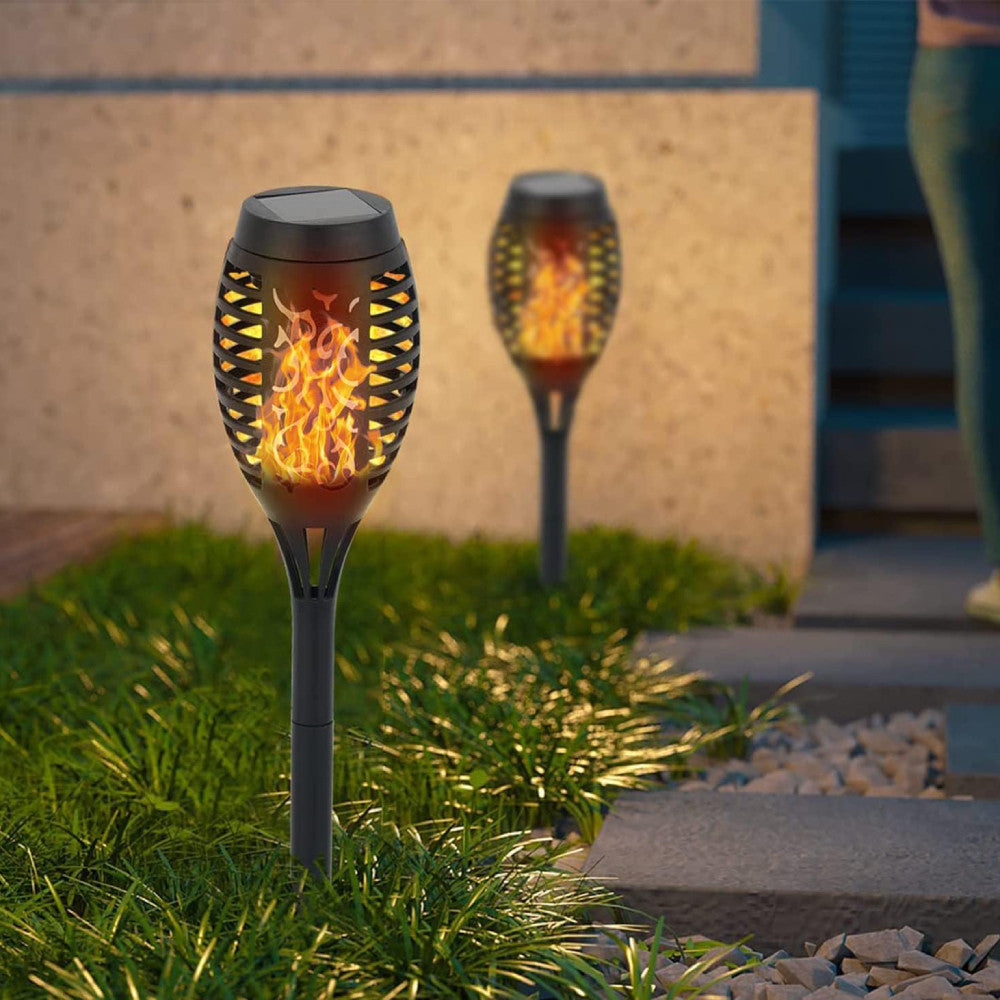 Садовий ліхтар на сонячній батареї 52см, 96LED, Solar flame, Теплий Білий / Декоративний світильник для саду / Ліхтар факел