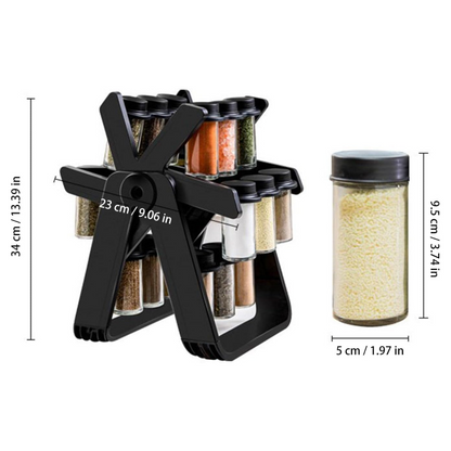 Органайзер для спецій на 18 баночок, що обертається, Spice Rack, Чорний / Карусель для спецій / Набір для спецій