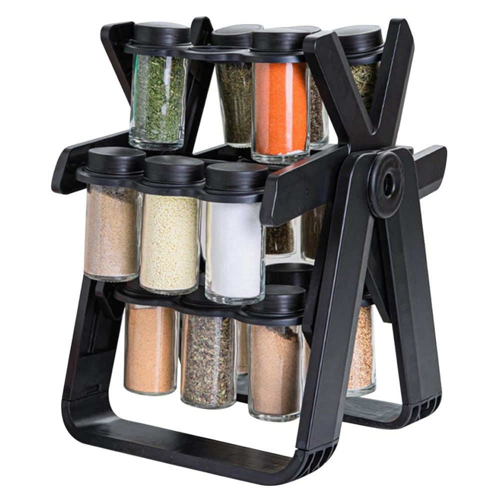 Органайзер для спецій на 18 баночок, що обертається, Spice Rack, Чорний / Карусель для спецій / Набір для спецій
